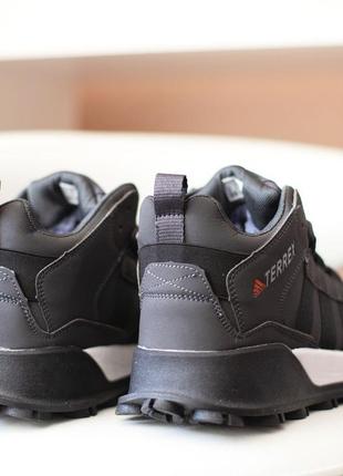 Adidas terrex кросівки чоловічі відмінна якість зимові з хутром високі сірі з чорним ботінки сапоги теплі адідас терекс3 фото
