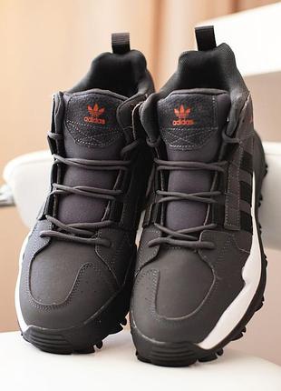Adidas terrex кросівки чоловічі відмінна якість зимові з хутром високі сірі з чорним ботінки сапоги теплі адідас терекс10 фото