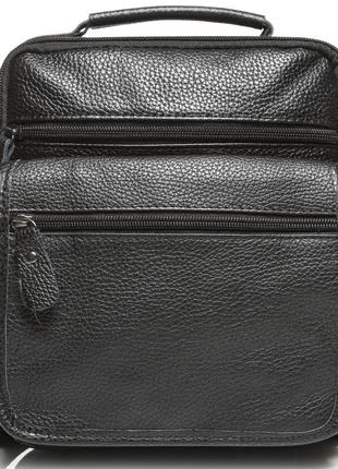 Чоловіча сумка з натуральної шкіри tiding bag чорна горизонтальна2 фото