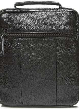 Чоловіча сумка з натуральної шкіри tiding bag чорна горизонтальна3 фото