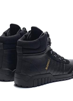 Мужские зимние ботинки adidas black leather3 фото