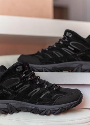 Merrell moab кроссовки мужские замшевые высокие зимние с мехом отличное качество ботинки сапоги высокие теплые мерол черные