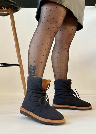Дутики черевики зимові чорні бежеві молочні5 фото