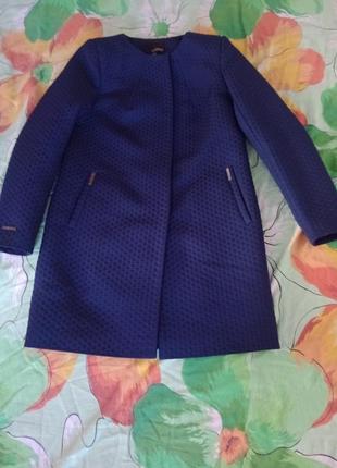 Темно сині пальто/куртка/кардиган на кнопках гарною тканиною kornew made in europe як букле8 фото