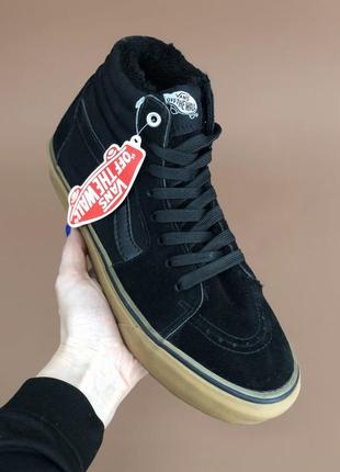 Кеды утепленные vans sk-8 black gum winter high9 фото