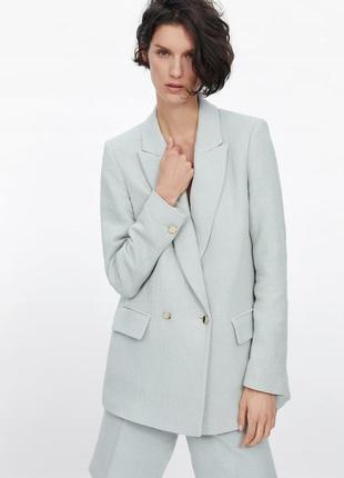 Zara пиджак оверсайз, жакет оверсайз, блейзер оверсайз, мятный пиджак,2 фото