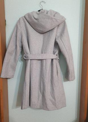 Стильное пальто zara с капюшоном и поясом3 фото