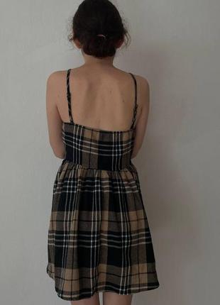Женское платье сарафан paple с принтом в шотландку3 фото