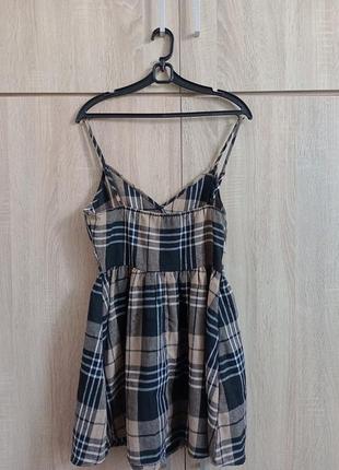 Женское платье сарафан paple с принтом в шотландку4 фото