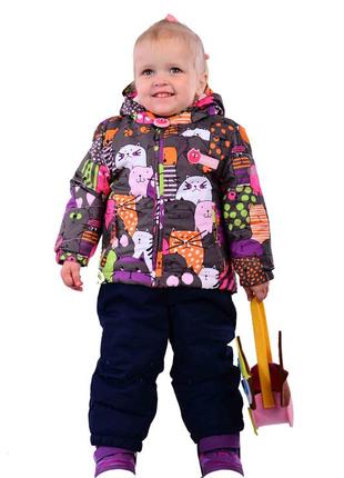 Зимний комплект (куртка+полукомбинезон) pidilidi котики 80-86см
