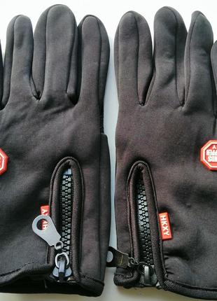 Зимние осенние перчатки лыжные вело-мото сенсорные черные размер s robesbon7 фото