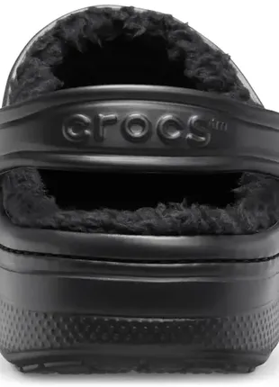 Кроксы теплые черные женские с мехом, crocs lined clog