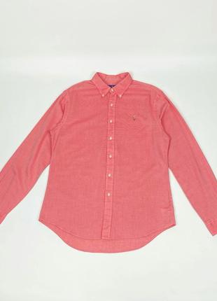 Однотонна сорочка polo ralph lauren slim fit chambray oxford у стилі old money олд мані оригінал розмір l