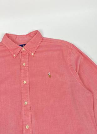 Однотонная рубашка polo ralph lauren slim fit chambray oxford в стиле old money олд мани оригинал размер l2 фото