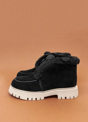 Теплі жіночі замшеві черевики зимові чорні 38 женские ботинки lonza3 фото
