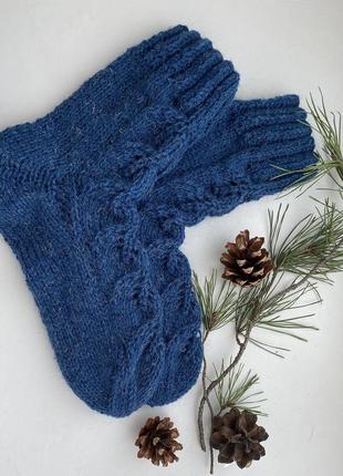Носки шерстяные ажурные 36-37 размер цвет синий джинс5 фото