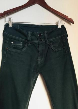 Джинсы оригинал pepe jeans темно-зелёные5 фото