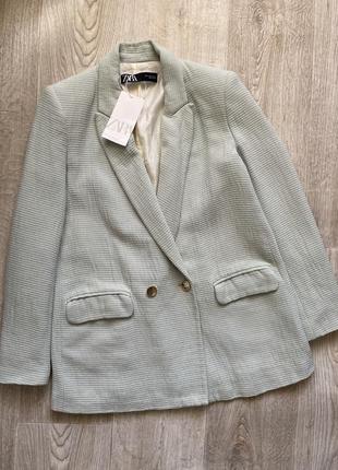 Zara пиджак оверсайз, жакет оверсайз, блейзер оверсайз, мятный пиджак,7 фото