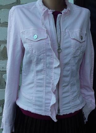 Короткая джинсовка коттон св.розовая куртка "косуха"1 фото