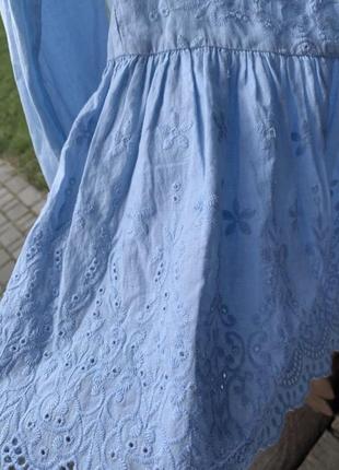 Очень красивая и нежная блуза из прошвы небесно голубая блуза с баской4 фото