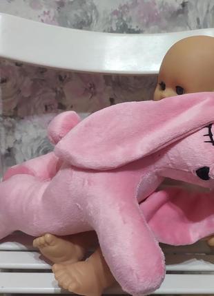Плюшевая игрушка зайка сплюшка розовый подарок для ребенка 50 см 4602