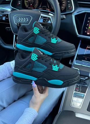 ❄️зимові жіночі кросівки nike air jordan 4 retro black mint fur❄️