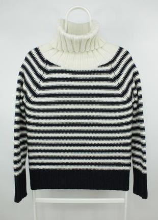 Шикарний вʼязаний светр гольф armani jeans wool striped turtleneck sweater women's