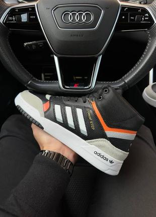 Зимние мужские кроссовки adidas drop step black orange (мех) 41-42-43-44-45-46