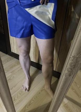 Новые стильные эффектные шорты юбка из эко кожи 50 р9 фото