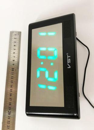 Часы электронные настольные vst-732y с зеленой подсветкой10 фото