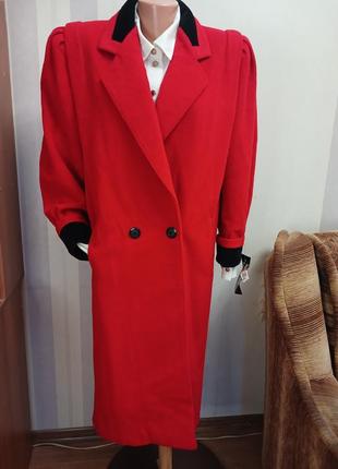 Ви5тажное оверсайз шерстяное оверсайз красное шерстиное пальто мыды 80 красное л хл2 фото