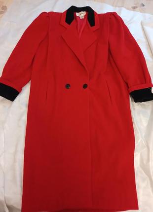 Ви5тажное оверсайз шерстяное оверсайз красное шерстиное пальто мыды 80 красное л хл8 фото