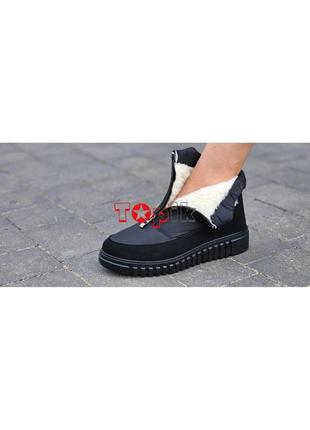 Дутики женские черные зимние короткие стильные сапоги дутіки жіночі чорні зимові короткі чоботи (код: б3286)2 фото