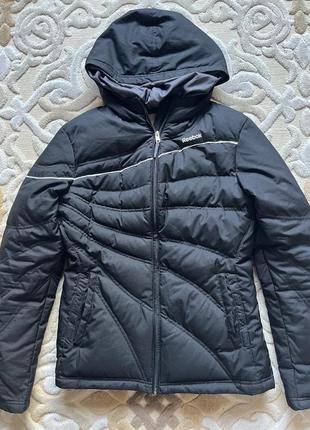 Куртка пуховик рібок оригінальна стильна зимова куртка чорного кольору