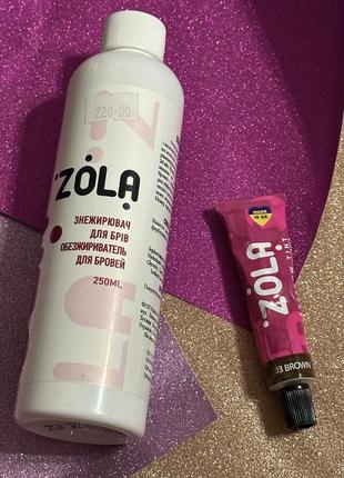 Набор zola ( обезжириватель и краска для бровей)