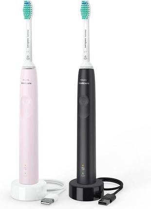 Зубна щітка philips sonicare hx3675/15 power toothbrush , рожевий і чорний, (упаковка з 2 шт.) уцінка