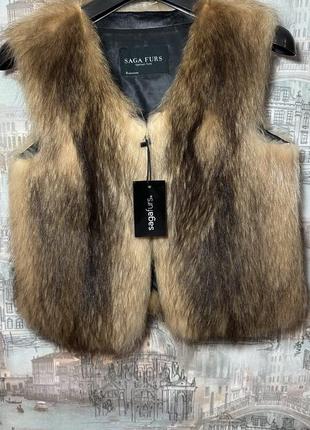 Жилетка безрукавка с канадской лисы saga furs р. s 36/424 фото