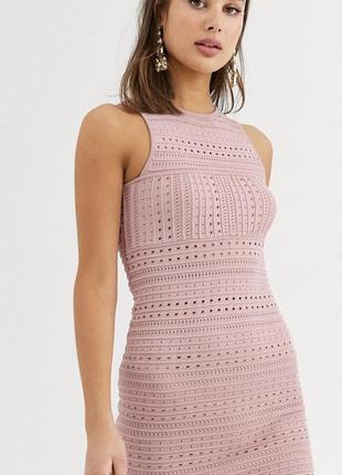 Круте трикотажне рожеве в'язане плаття bodycon, фактурне asos3 фото