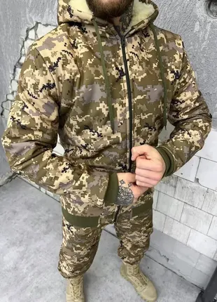 Тактичний зимовий костюм піксель softshell, армійський зимовий костюм на овчині піксель softshell4 фото