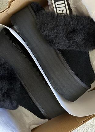 Тапочки ugg funkette black мюли теплые на платформе черные2 фото