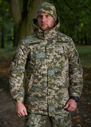 Зимовий бушлат піксель зсу, зимова куртка soft shell на флісі, тактична військова армійська 46-58