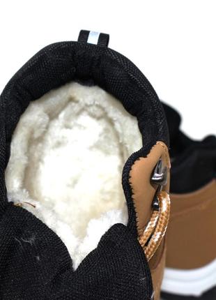 Теплые зимние рыжие женские ботинки на шнуровке,хайтопы/снекеры с мехом на зиму,женая обувь зима4 фото