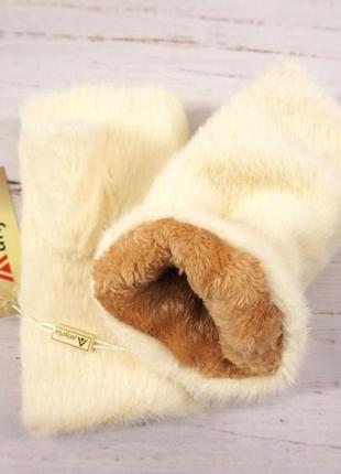 Рукавиці, мітенки теплі жіночі, пухнасті рукавички без пальців