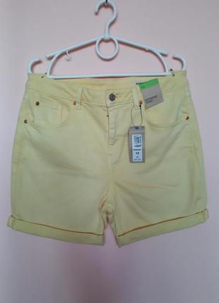 Желтые джинсовые шорты, шортики хлопок джинс, шорты бойфренды 46-48 г.1 фото