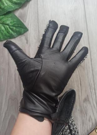 Шкіряні рукавички , тканині шкіряні рукавички, теплі шкіряні рукавички із цепкою m-l london5 фото