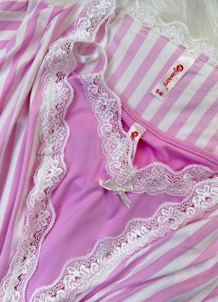 Рожевий віскозний домашній комплект халат і ночнушка s-2xl турція3 фото