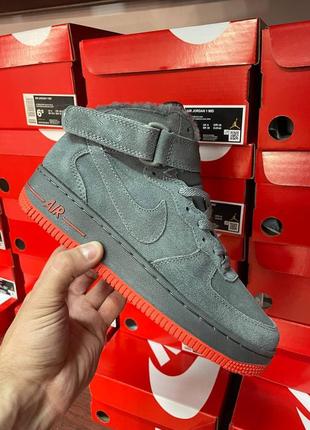 Кроссовки nike air jordan 1 mid grey winter