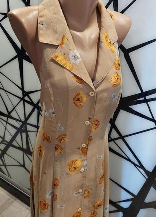 Шифоновое платье миди в цветочный принт на пуговицах с отложным воротником 44-468 фото