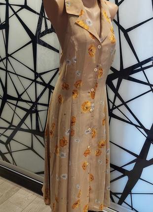 Шифоновое платье миди в цветочный принт на пуговицах с отложным воротником 44-4610 фото