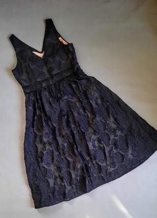 Черное нарядное жаккардовое платье большой размер №3316 фото